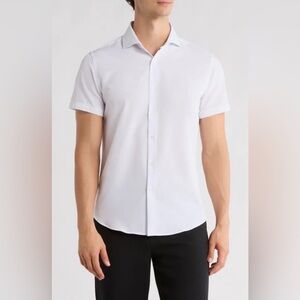 Denim & Flower Ricky Singh Stretch Woven Short Sleeve Shirt in White